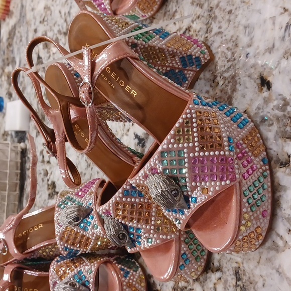 Kurt Geiger London Kensington Glitz Rainbow Rhinestone Platform Sandals NEW EU39 - Picture 3 of 10